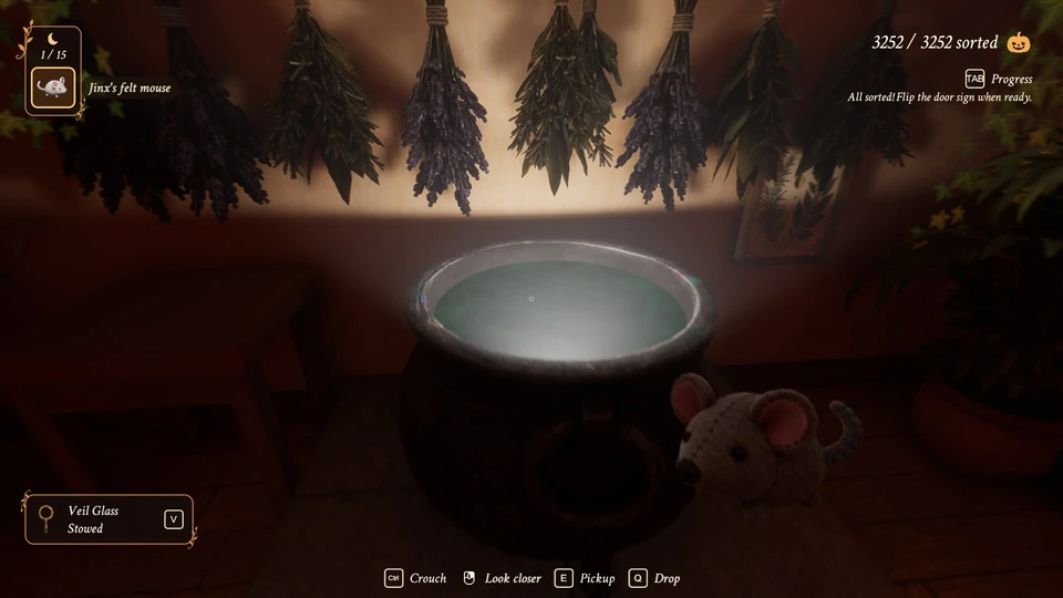Adding the three collected items and Jinx's mouse to the cauldron