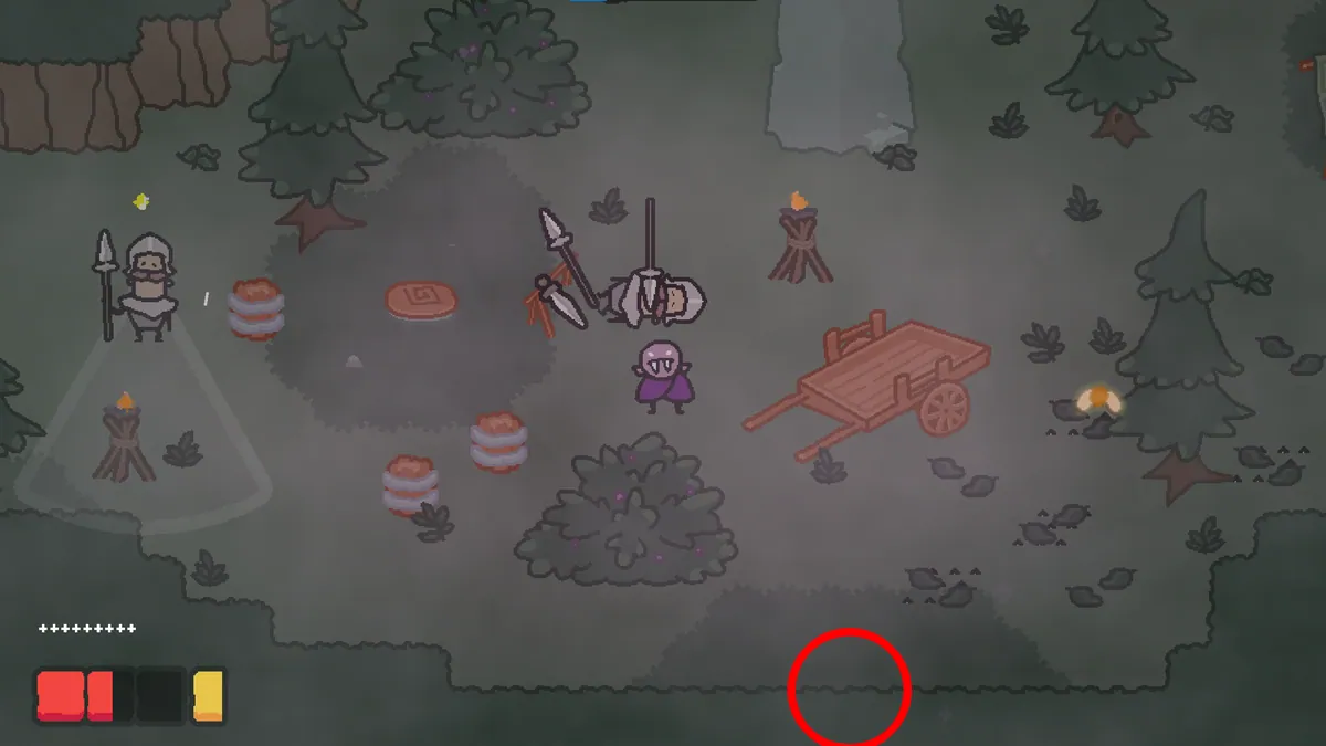 Vampy's Big Day Level 4 third gnome hidden path in dark grass inside the gold key room
