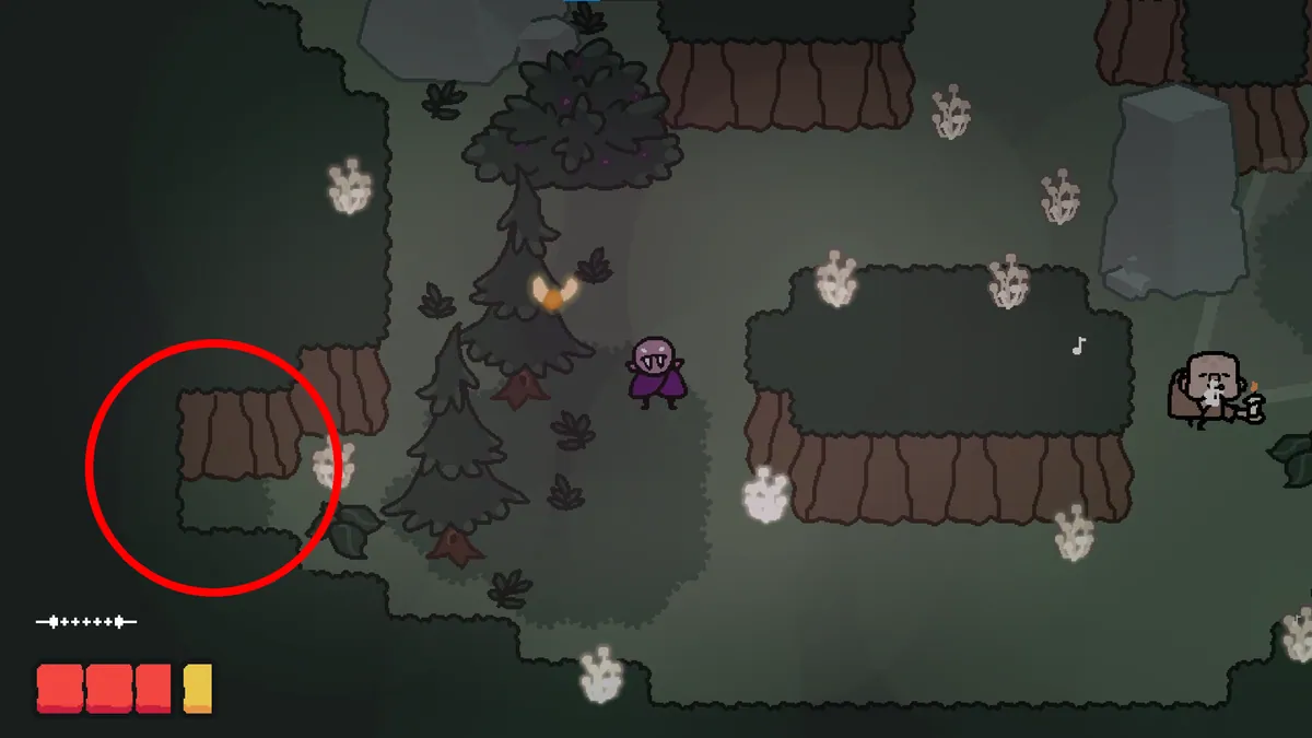 Vampy's Big Day Level 3 first gnome hidden path in dark grass while following the spy