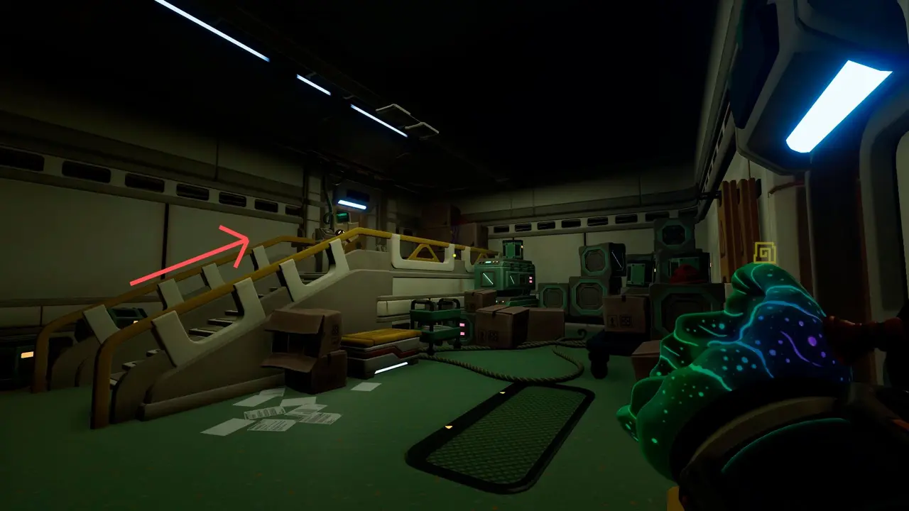 Additional location screenshot for puzzle piece 9 near the storage boxes in We Were Here Tomorrow