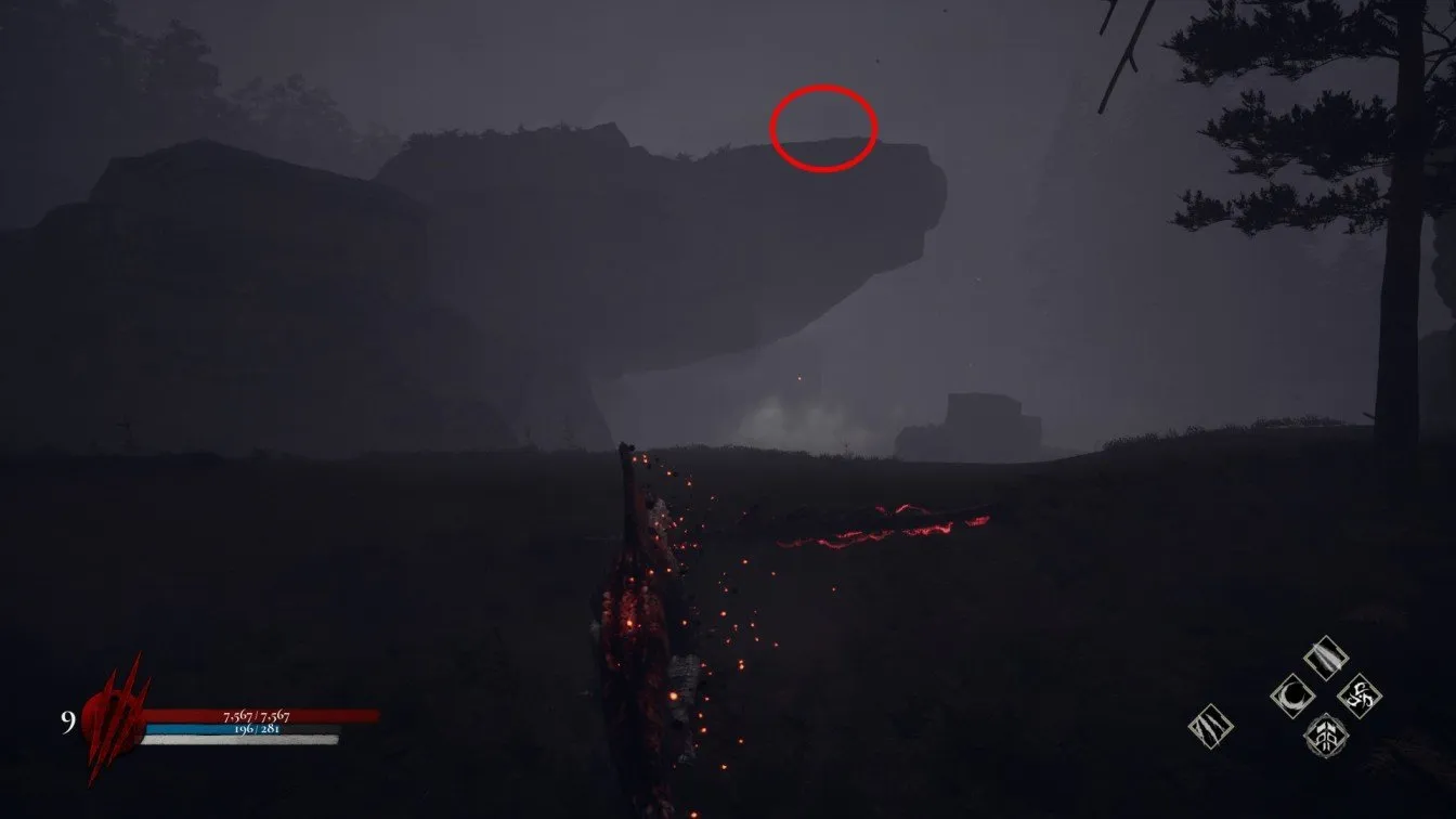Dinoblade secret sword located on cliff above Darkclaw Forest arena