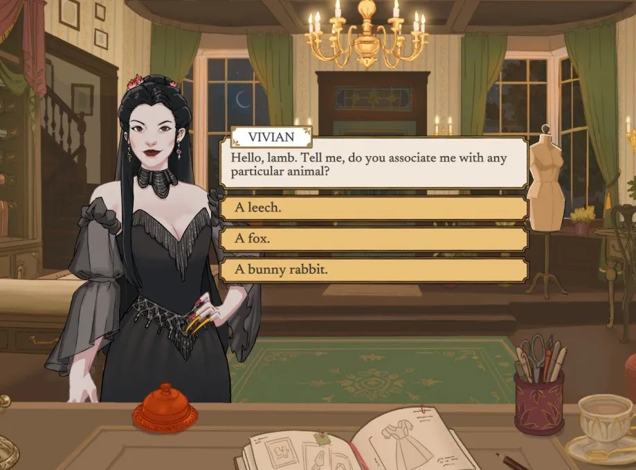 Dressmaker dialogue option selecting Leech during Vivian conversation