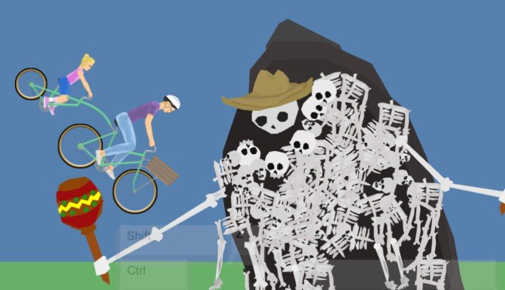 happy wheels close-up of using Gravelord Tito's arms to reach his head