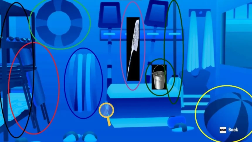 HoloTrials: Case Covered Janitor Closet interactive objects including the storage rack and mop