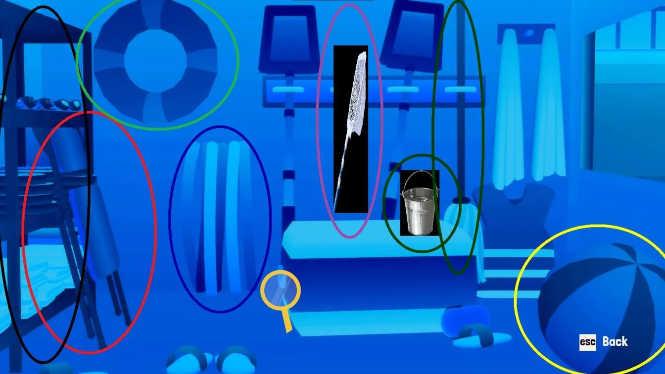 HoloTrials: Case Covered Janitor Closet interactive objects including the storage rack and mop