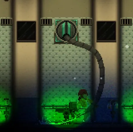 HOPE 01 player destroying mechanical whip turret with assault rifle