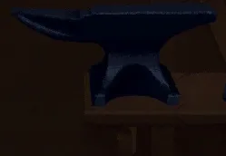 House 2 heavy iron anvil resting on wooden basement storage shelving unit