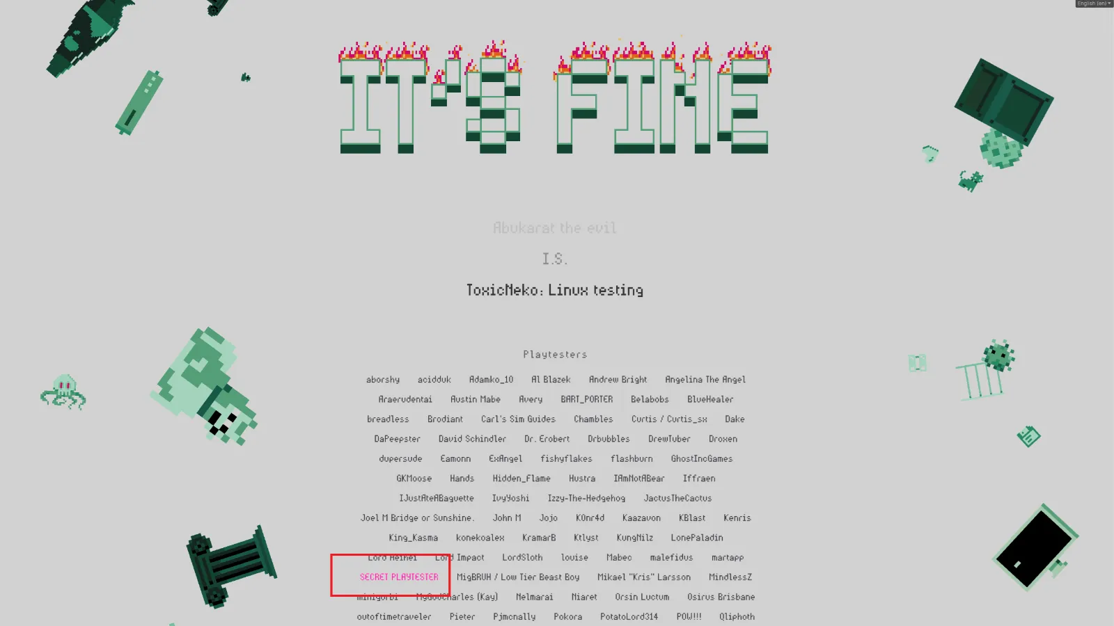 Spotting the clickable secret playtester name in the end credits of It's Fine