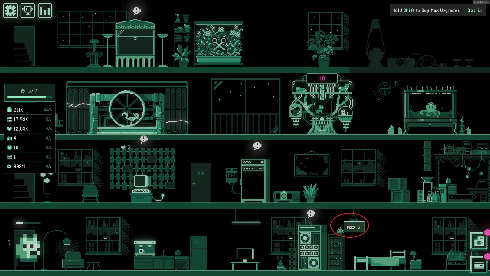 Feeding and evolving Dustin the cleaner Megabot robot in It's Fine