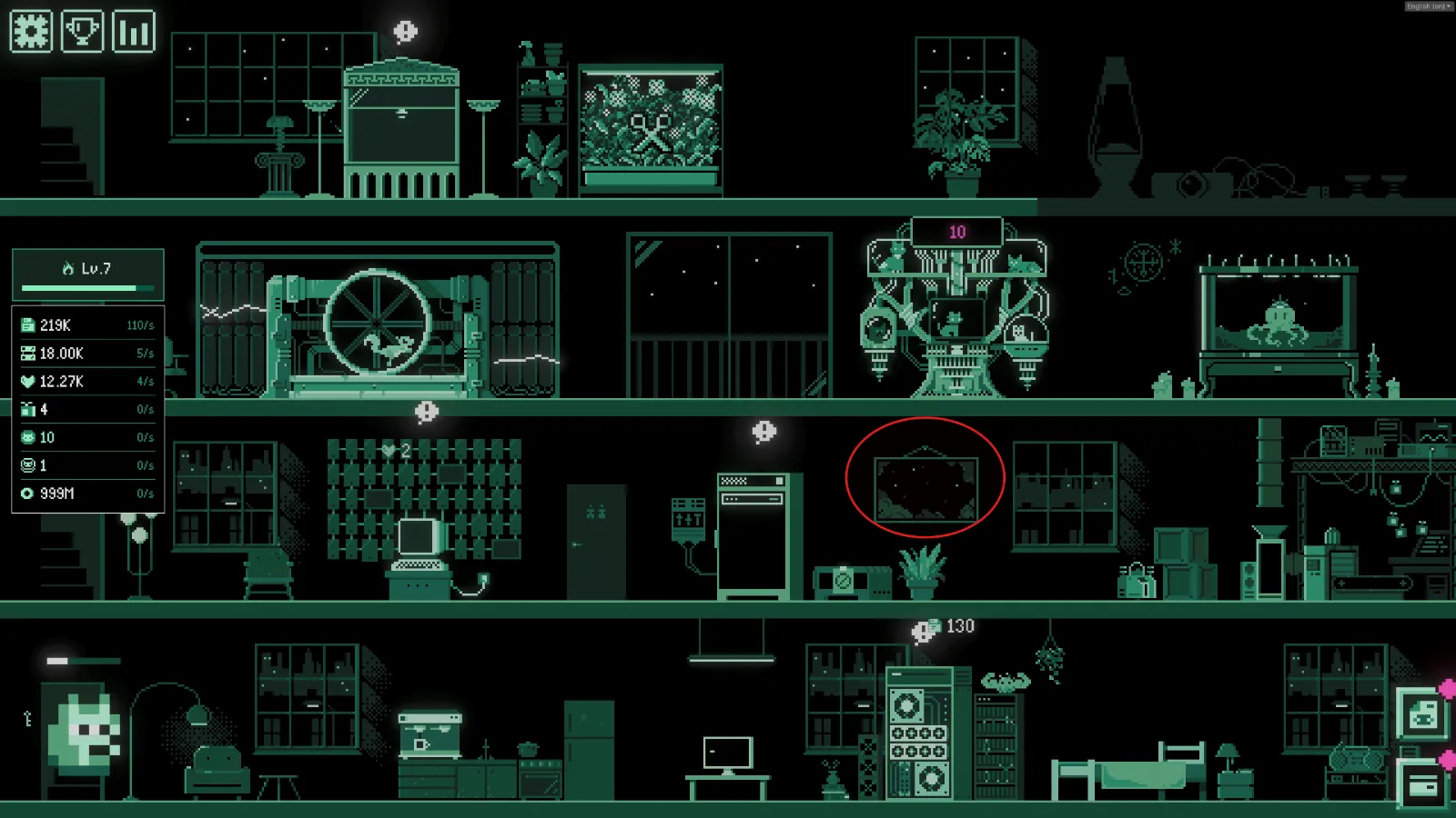 Examining the star pattern clue beside the cloud server in It's Fine
