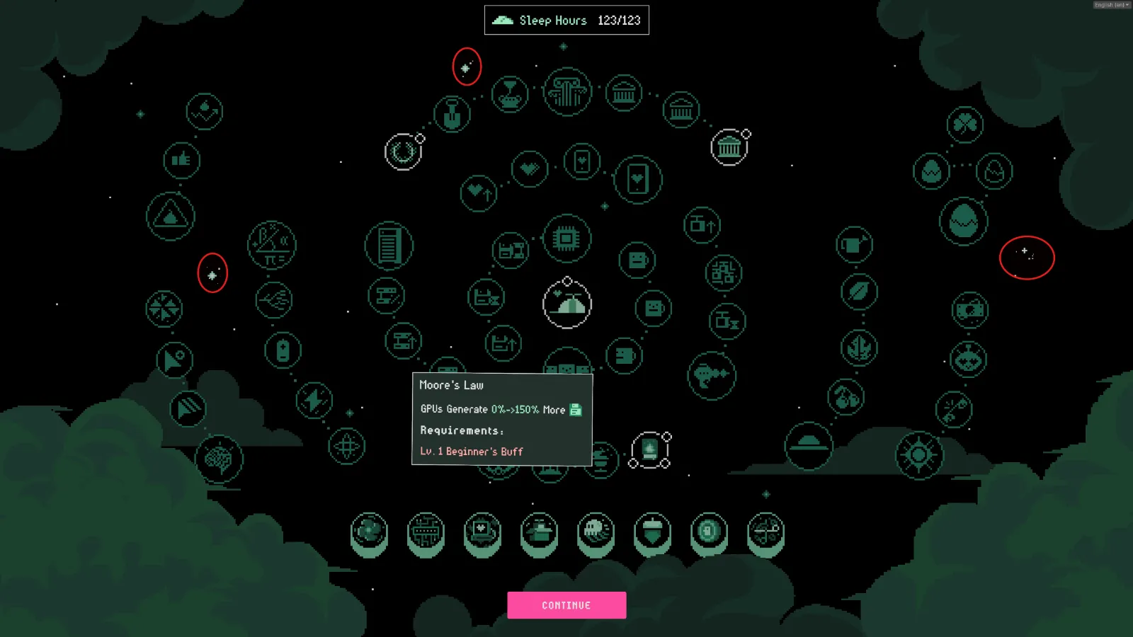 Toggling constellation stars in the prestige dreamtree menu of It's Fine