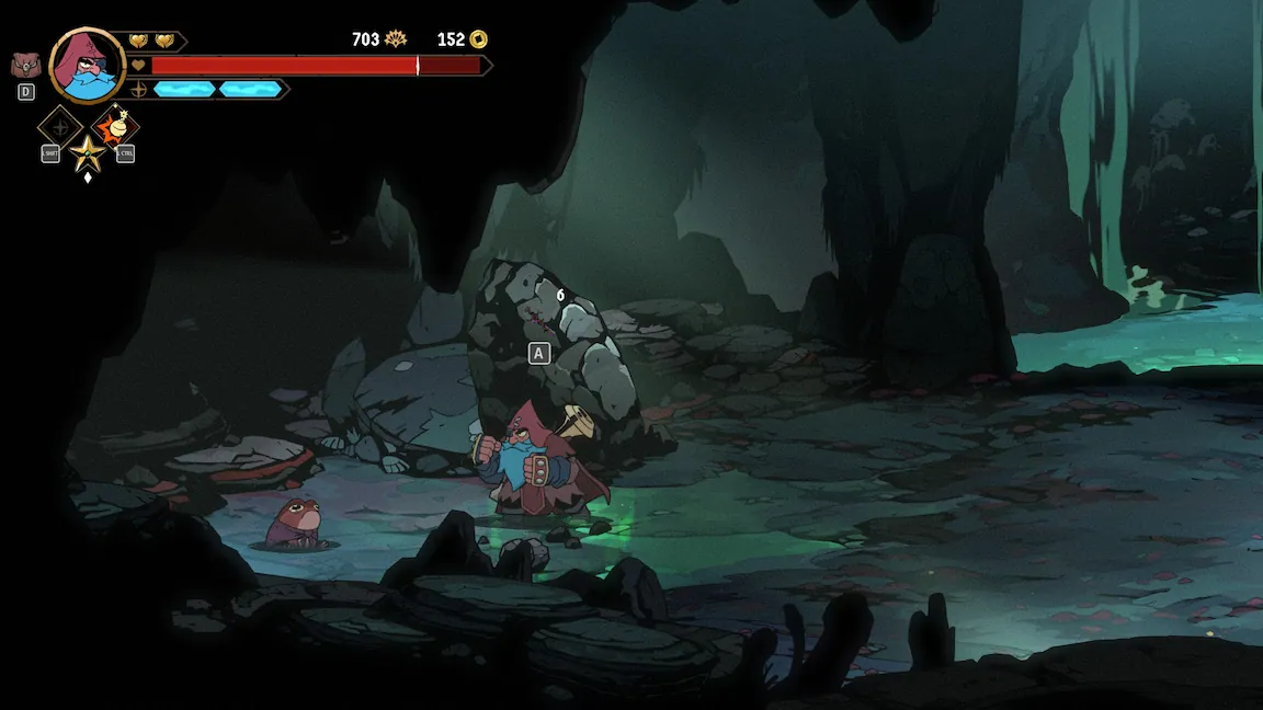 Absolum Secret Mouldy Cave showing hidden Brome’s Baby location after dropping down