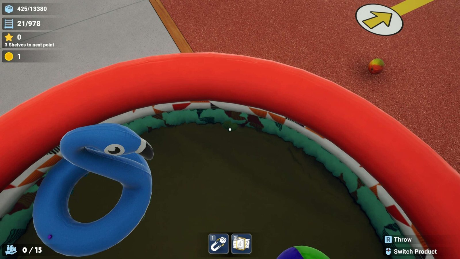 Megastore Tidy Up Together inflatable pool with blue swan underwater token location
