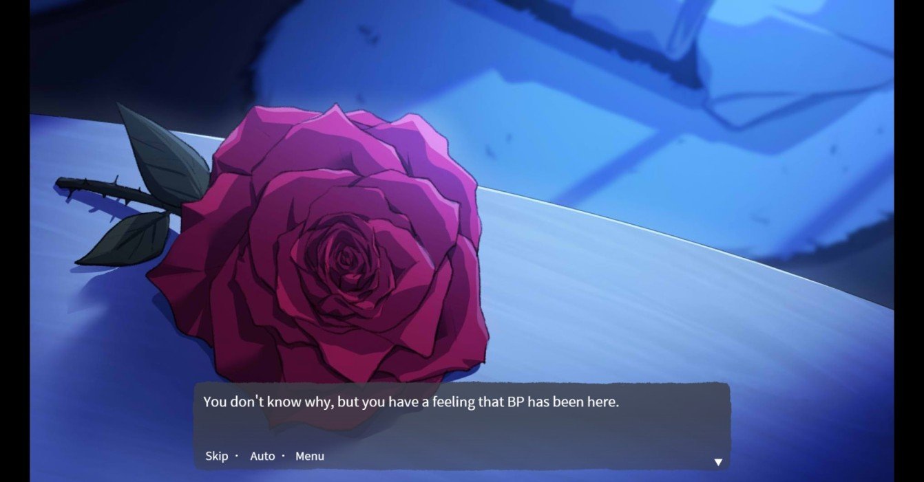 Bloody Painter Dating Sim screenshot showing Good Ending 1 Different Worlds scene with BP and protagonist interaction.