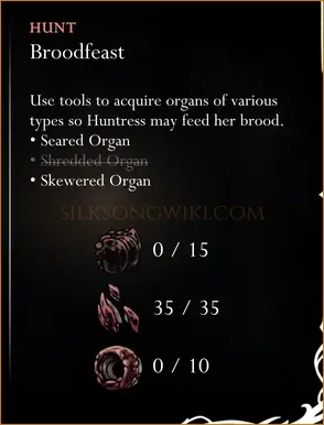 Hollow Knight Silksong Broodfeast Hunt Quest details and required tools overview