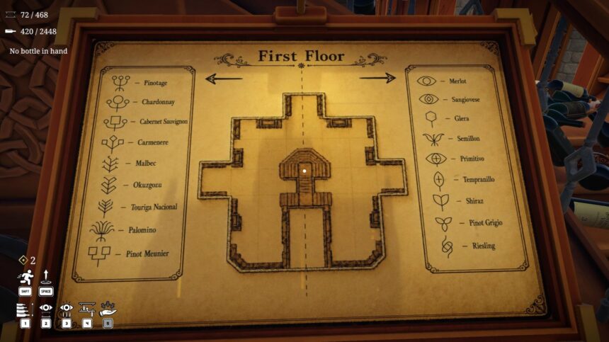 Cellar Keeper first floor wine shelves with map order versus actual physical layout differences