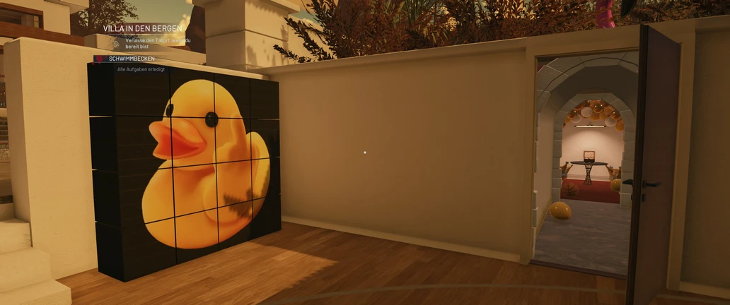 Crime Scene Cleaner Affair with Death disc puzzle with scattered blocks near basketball court
