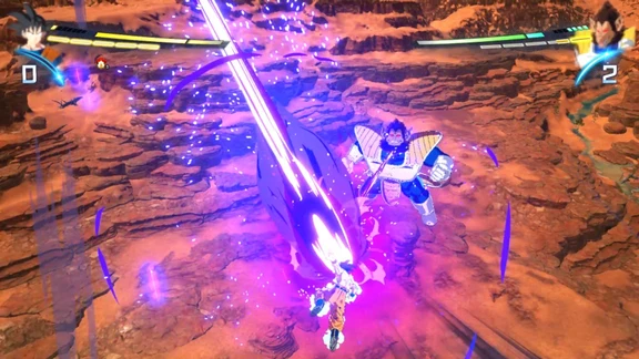 DRAGON BALL Sparking ZERO gameplay interface showing combo execution prompts and player health bars