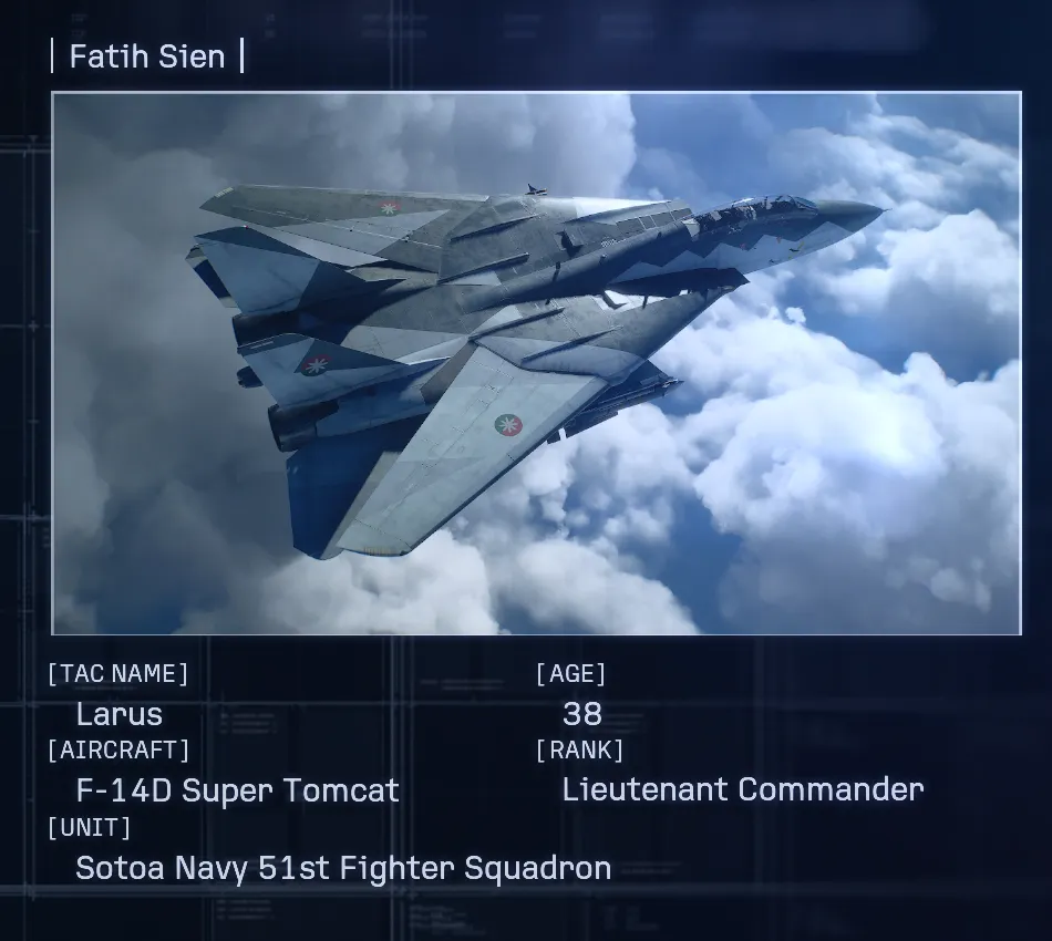 enemy ace pilot larus shadows hunting ace combat 8 mission 11