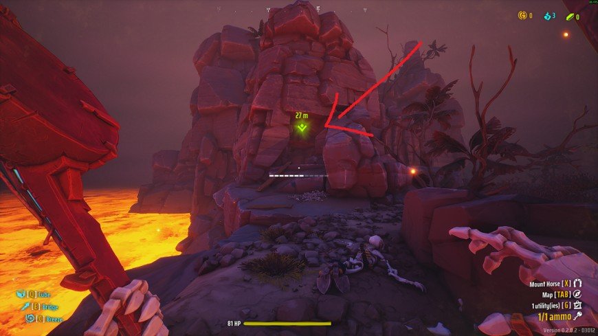 Far Far West Hellfire trap-filled cave entrance marked by green sparkle in top-right map area.