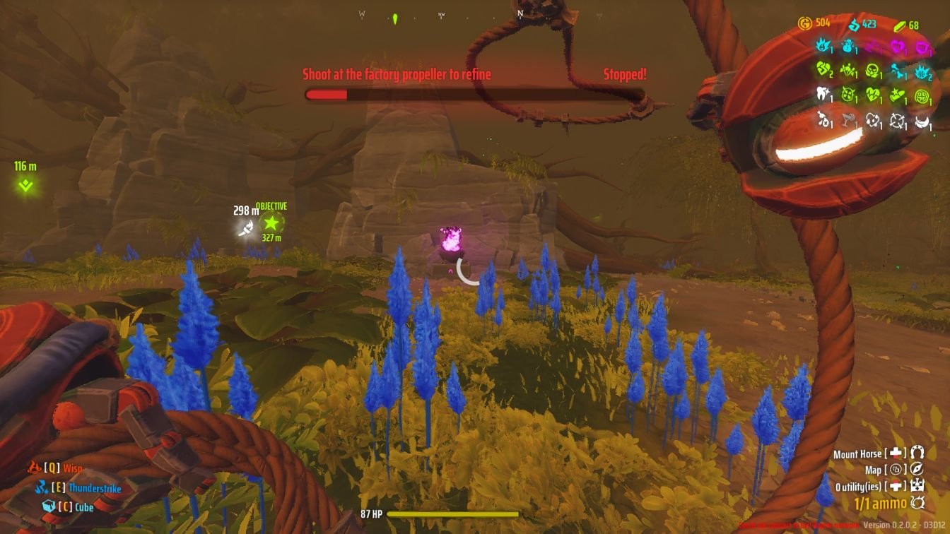 purple torch location beyond blue flowers in far far west jungle