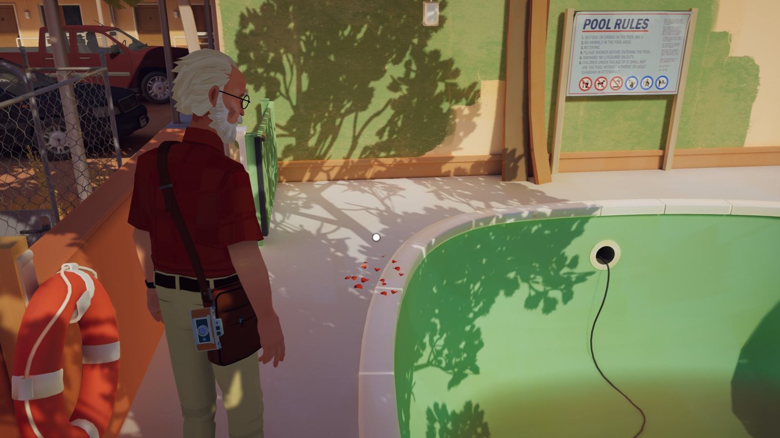 the game Forever Ago memory scene at highway roadside cafe with morning light