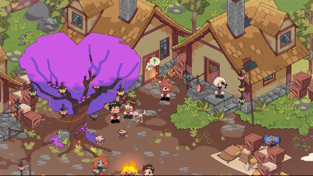 Heartfall game village house with paper pinned on the door for Route 0