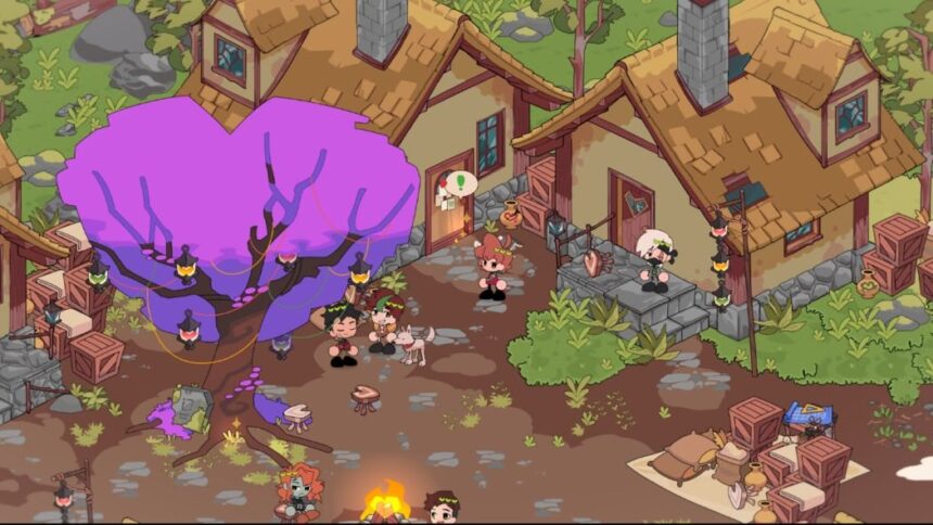 Heartfall A Tale in Three Lives village house with paper pinned on door indicating quest start