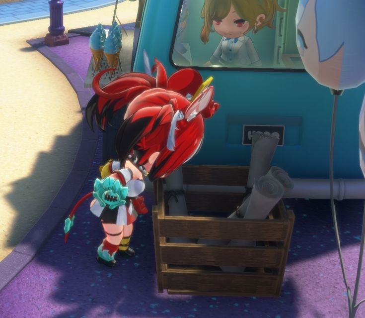 hololive Dreams Treasure Hunt achievement celebrating jump interaction box h3ro vehicle in Harmony Garden