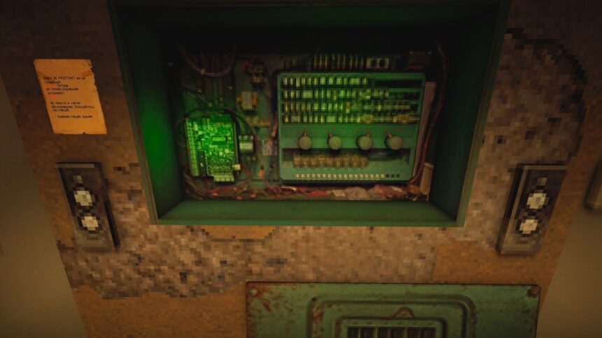 Iron Blight setting toggle switches code 001101 on panel in Block A