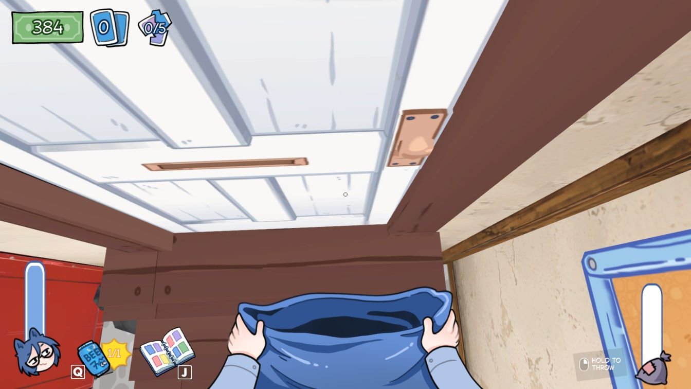 KOTAMON character drinking beer in front of white door glitch.
