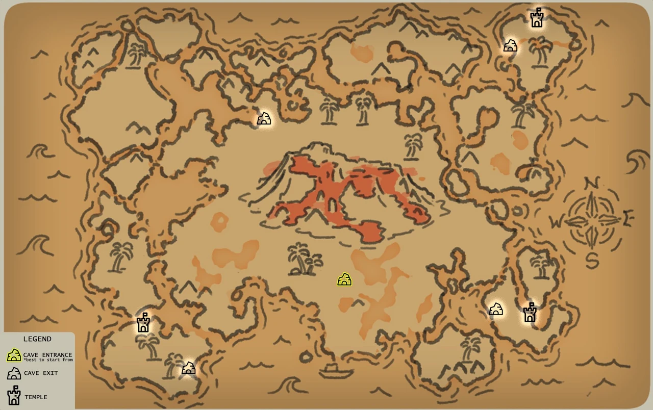 Luma Island jungle biome map showing dense vegetation and secret location markers