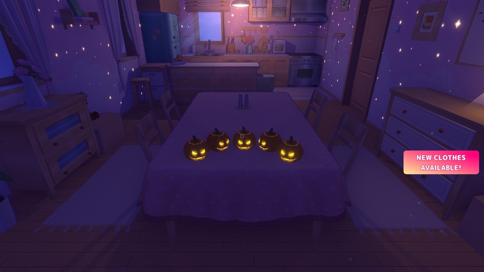 MiSide player interacting with pumpkins in kitchen during She Just Wants to Sleep chapter