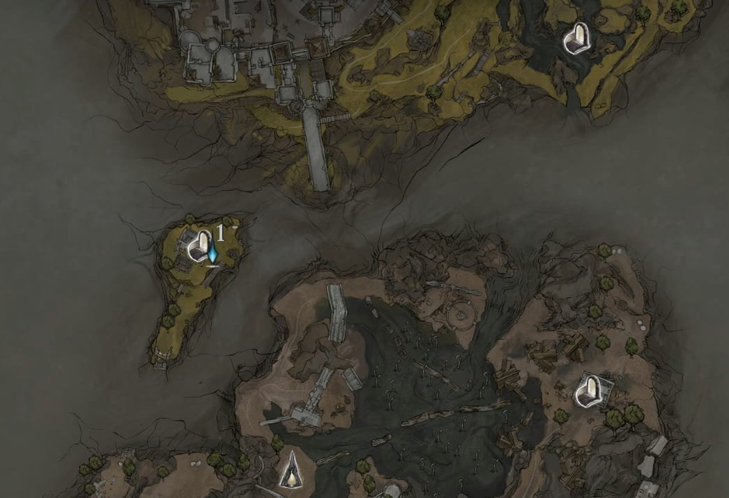 Mortal Shell II Baghead achievement location spoiler map highlighting throne area.
