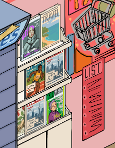 Neat! organizing magazines on racks in the convenience store chapter