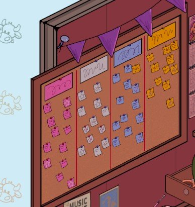 Neat! sorting stickers by color in Molly’s Room final chapter