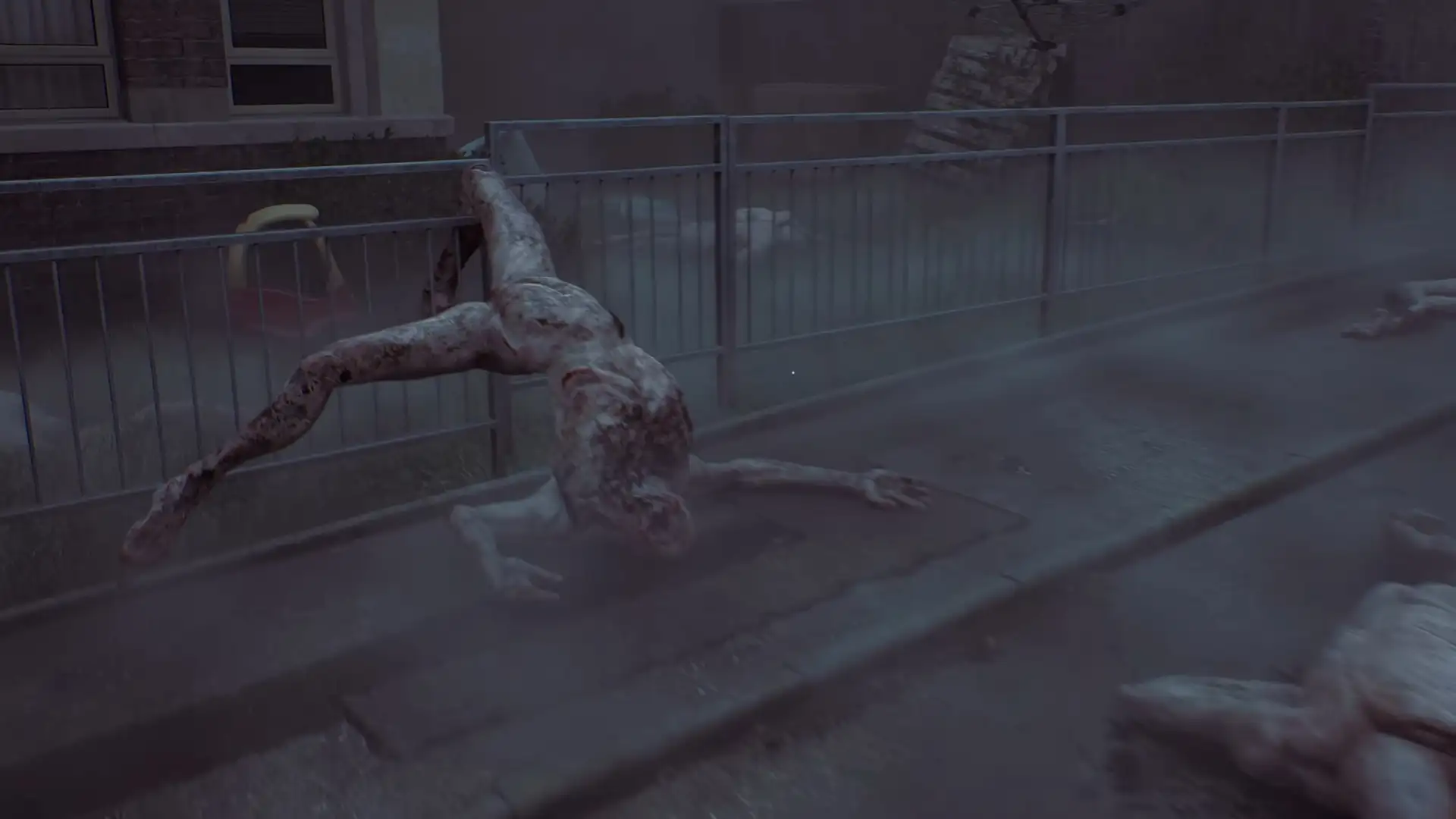 Silent Hill Townfall Faceless Pretenders ambushing from the shadows in a ruined corridor
