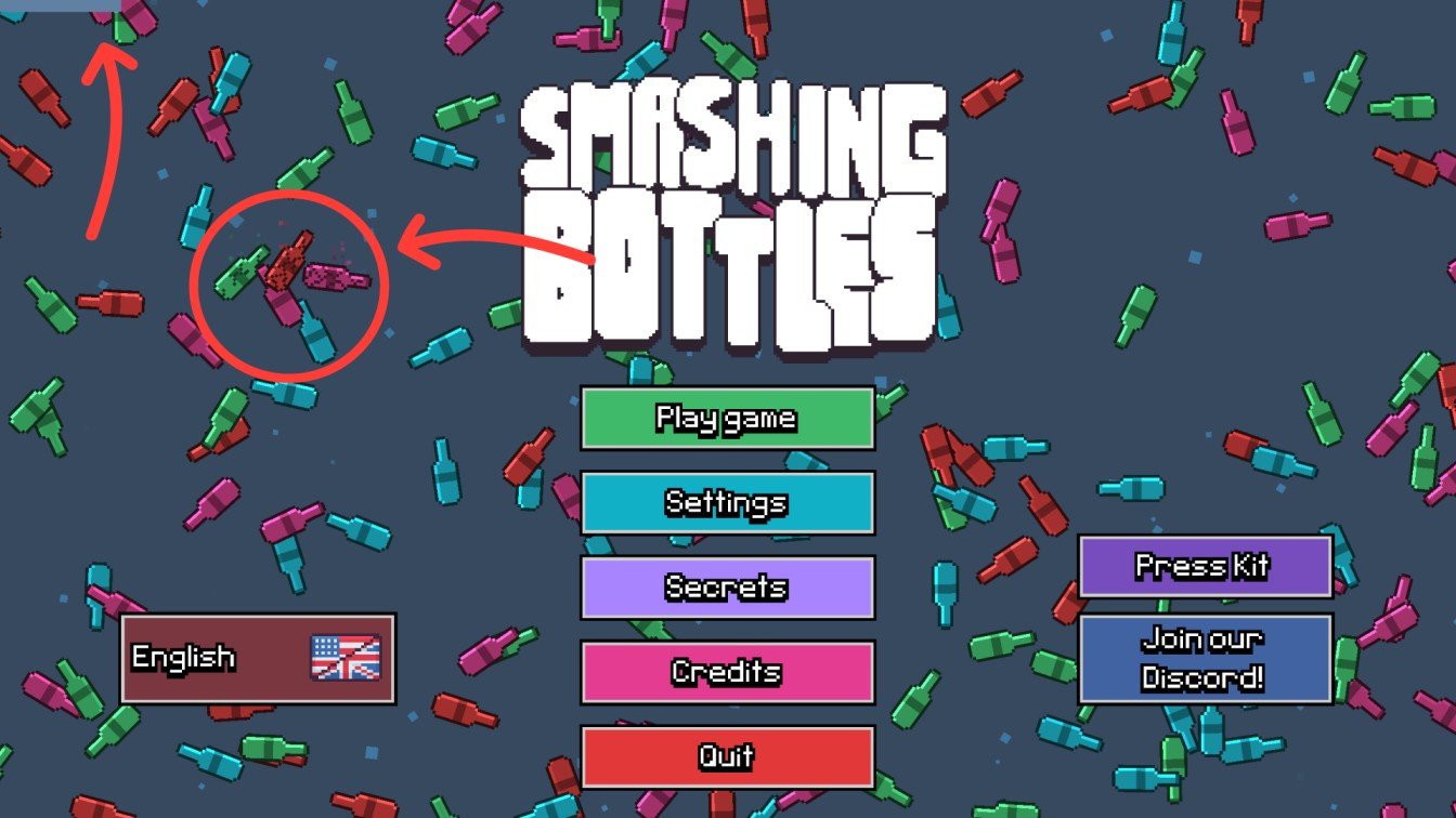 Smashing Bottles Bathat secret by smashing floating bottles in main menu background filling progress bar