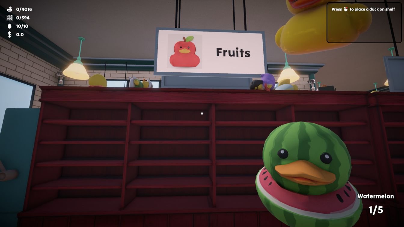 Sort Them Ducks game placing first duck on correct category shelf illustration