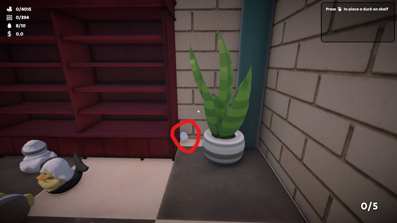 Sort Them Ducks game revealing Egg 7 near flower pot by office door