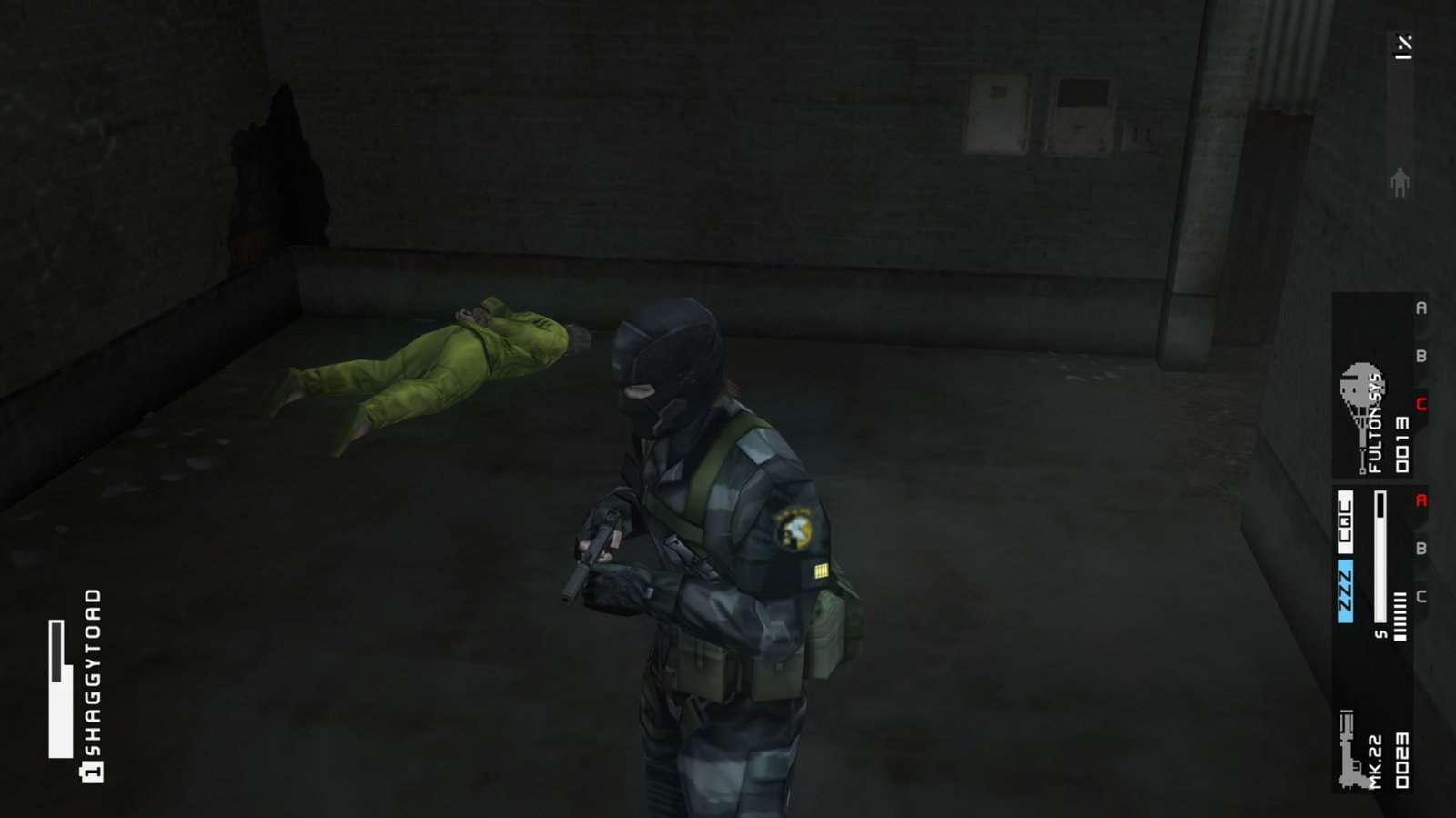 metal gear solid peace walker veteran voice actor POW lying near truck in first map of zadornov search mission 5