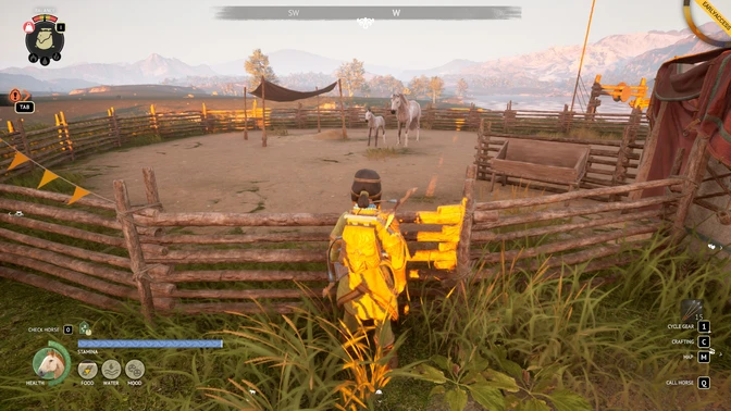 Breeding horses in The Legend of Khiimori next to the shack that facilitates waiting through the night.