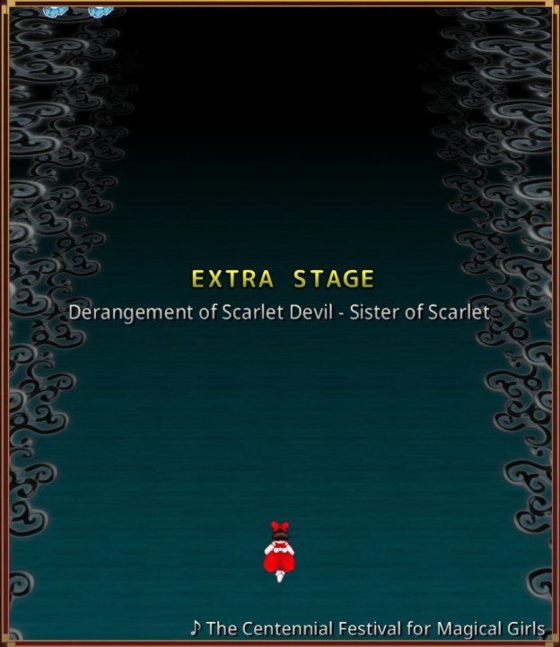 Touhou Koumakyou Extra Start selection screen beginning Derangement of Scarlet Devil stage.
