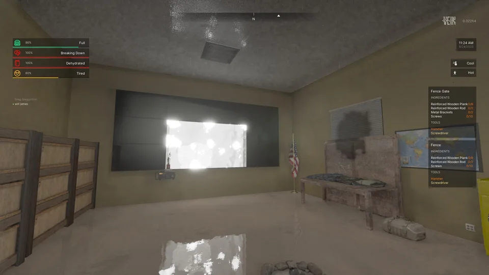 VEIN game inventory and storage interface showing backpacks and vehicle cargo options.