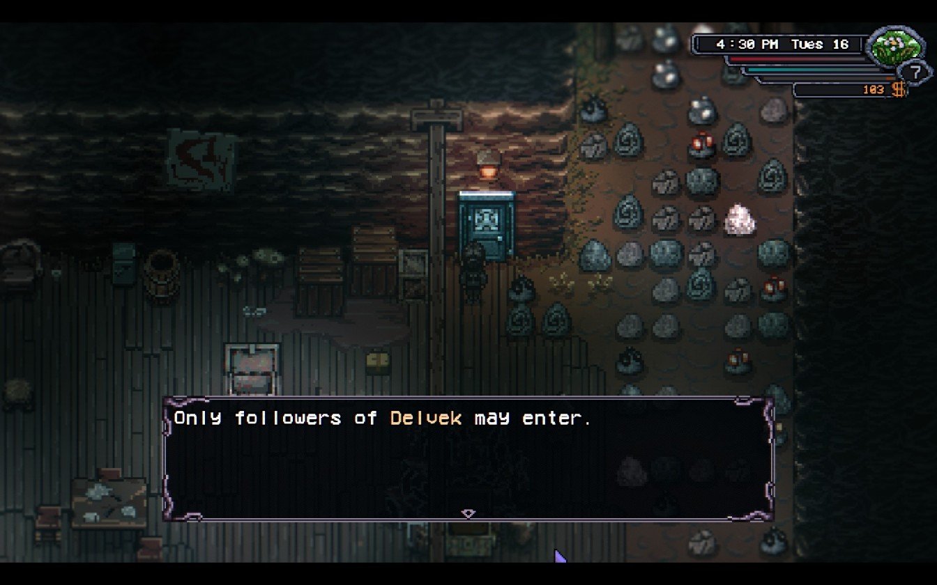 Welcome to Elderfield Delvek follower room located on Mall Mines Floor 2 featuring rare items like Lucky Die and Whip of Delvek.