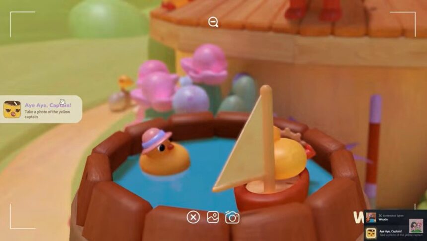 Woodo duck captaining small boat inside barrel in The Best Summer level