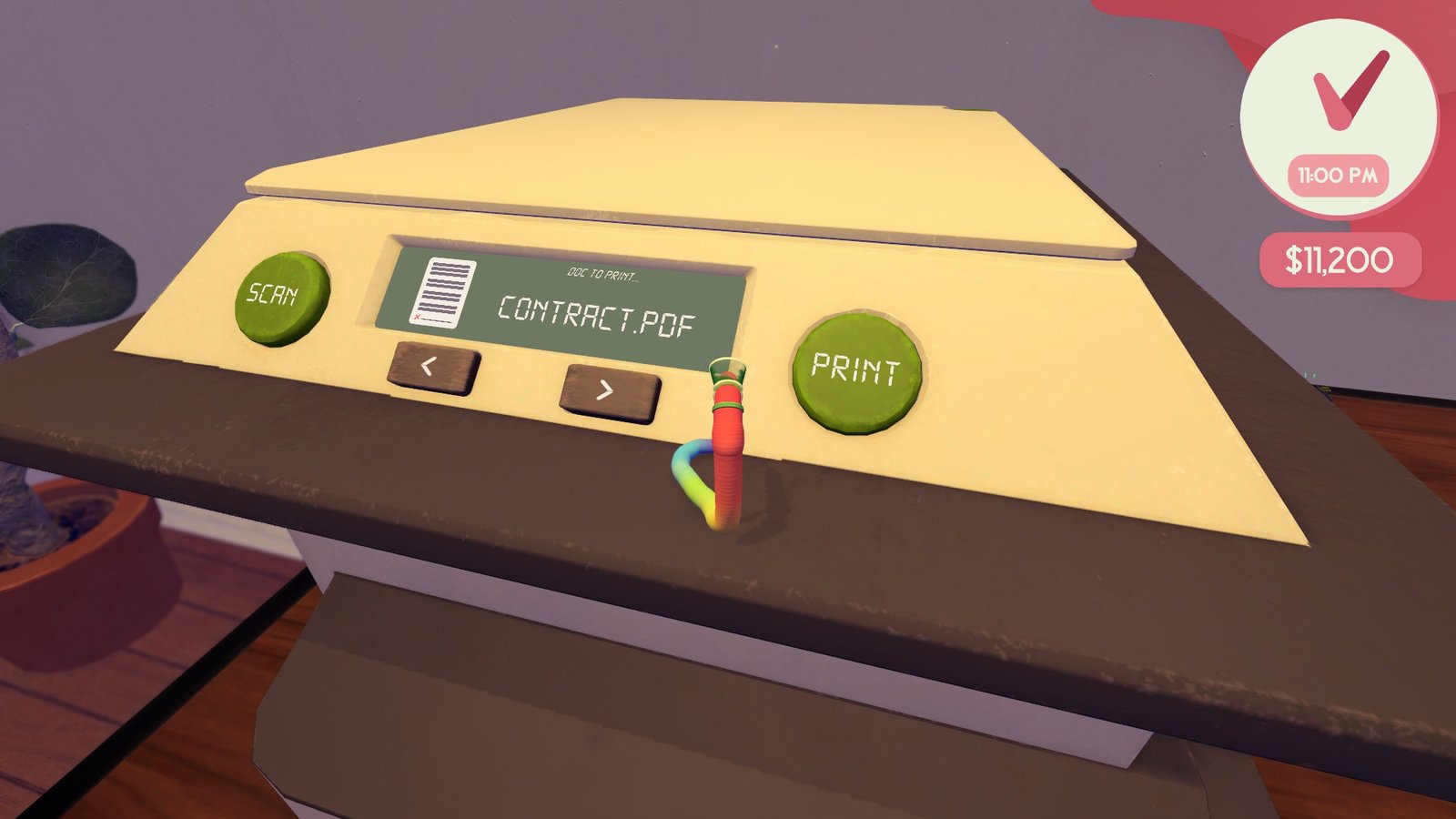Worming From Home printer top level controls showing Scan and Print buttons alongside document selectors