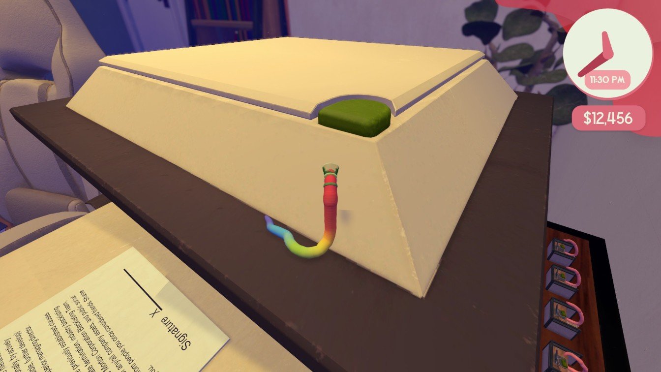 Worming From Home close-up of player pressing green button to open scanner lid on printer